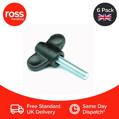 Packung mit 6 x M8 x 30 mm männlichen Schmetterlingsflügelgriffen/Rändelschrauben/Flügelknöpfen UK