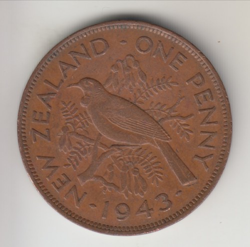 1943 New Zealand penny, George VI, decent grade, KM-13 (NZ2) - 第 3/6 張圖片