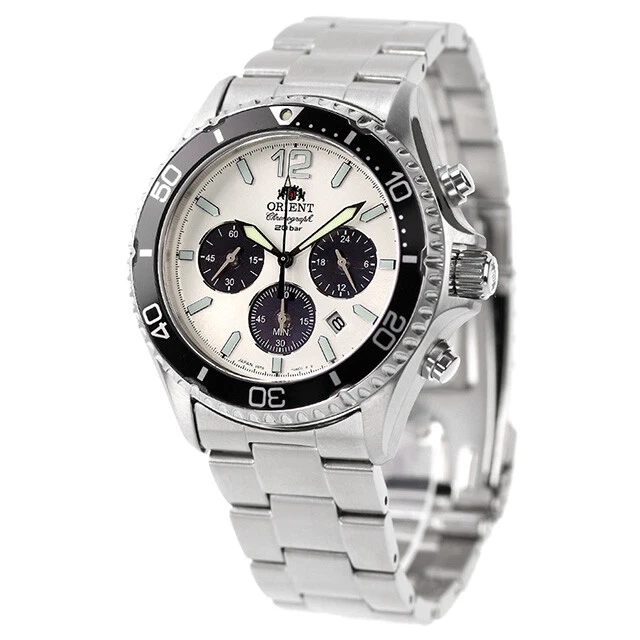 ORIENT Mako RN TX0203S White Panda Solar Chronograph Men s Watch New in Box