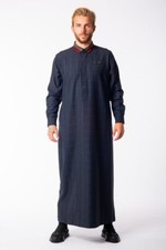 LAWUNG Adult Men's Thobe Modern Design Blue Arabian Jubbah LW23009