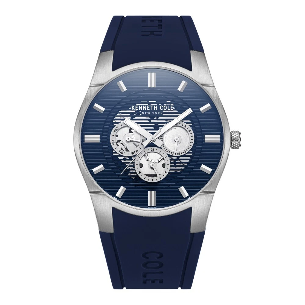 Kenneth Cole Blue Dial With Blue Silicone Strap Unisex Watch