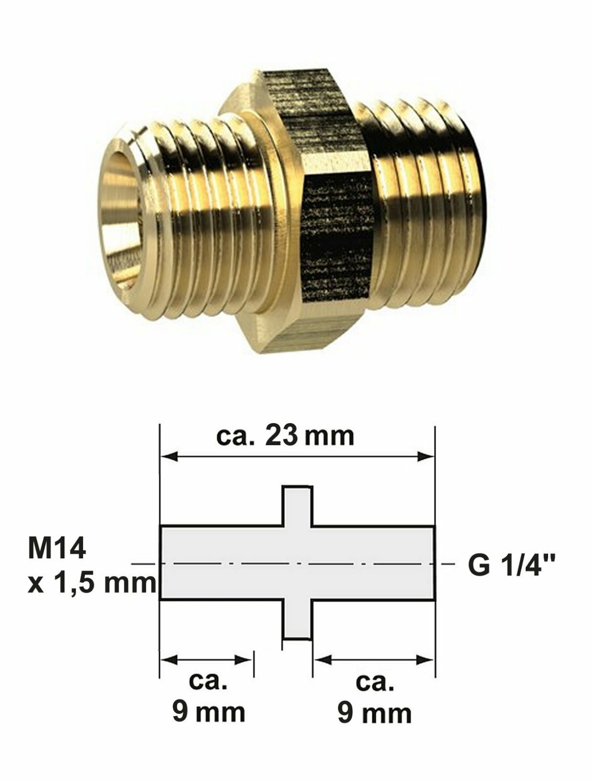 DOPPELNIPPEL Metrisch M5 M14 M16 Zoll 1/8 1/4 3/8 REDUZIERSTÜCK  