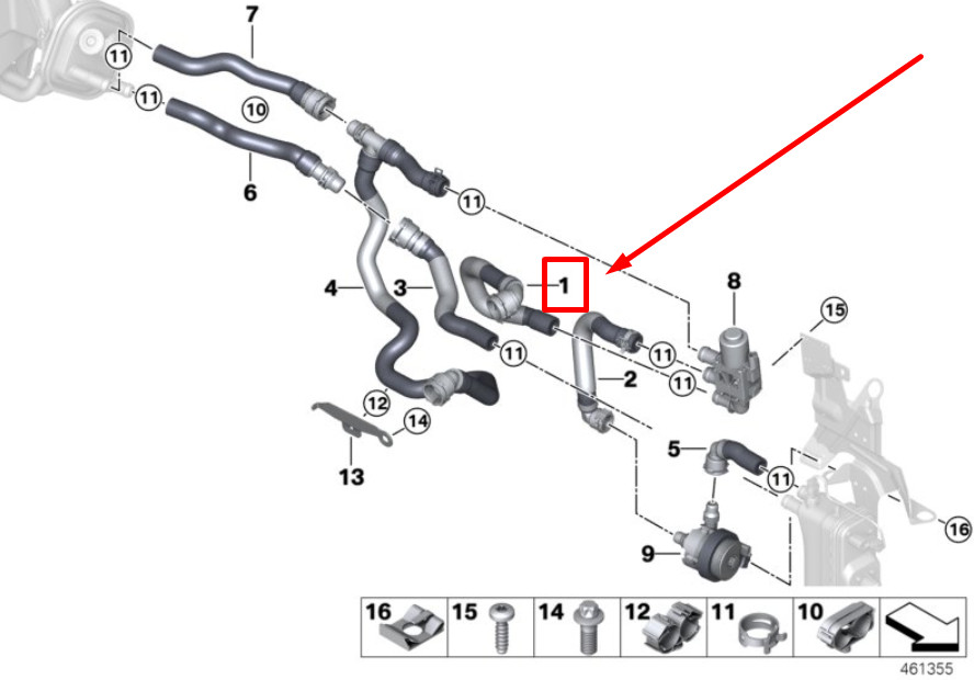 NEW BMW 3 F30 WATER SUPPLY COOLANT FEED HOSE 64219329652 9329652  