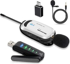 Alvoxcon Wireless Lapel Microphone for Computer, USB Lavalier UM310 White/Black