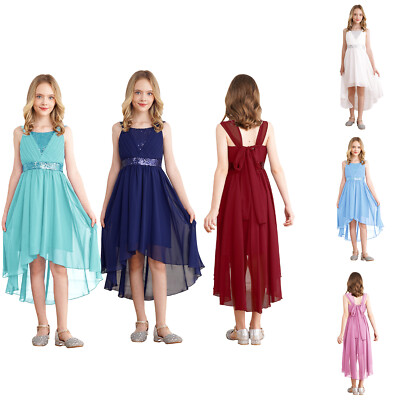 DE Kinder Mädchen Prinzessin Chiffon Kleid Auftritt Robe Party Bankett Abschluss