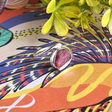 Solid 925 Sterling Silver Raw Ruby Gemstone Ring Handmade Jewelry For Gift