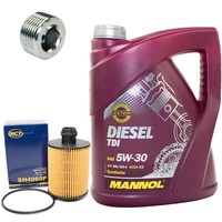MotoröL Set 5W-30 5 Liter + ÖLfilter Sh 4060 P + Schraube FüR Fiat Panda Lancia