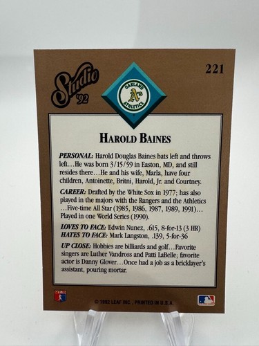 1992 Leaf Studio Baseball - #1-250 - Complete Your Set - You Pick - Picture 463 of 519