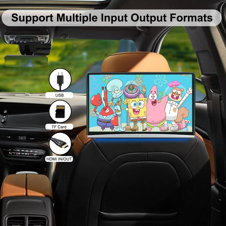 13.3"HD Car Headrest Monitor Video Player Android 11 Multimedia Player BT Music - Image 4 of 4