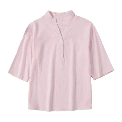3/4 Sleeve Women's Top Casual Loose Round Neck T Shirt Cute Solid Color Long - Picture 17 of 42