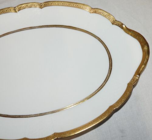 ** GDA LIMOGES Agate Polished Double Gilding Porcelain: Oval Plate - #1 - Picture 1 of 7