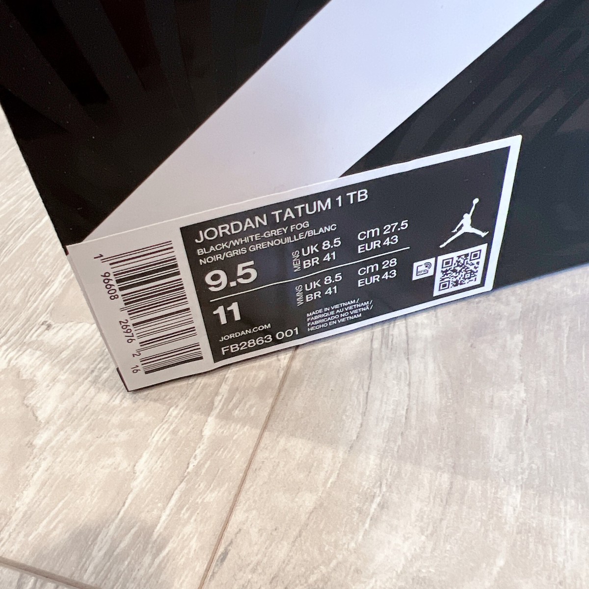 NEW with Box Size 9.5/10 - Men's Jordan Tatum 1 TB Low Black White
