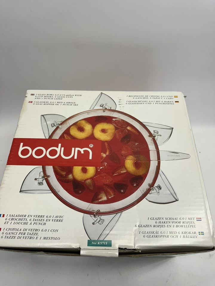 Juego de perforadoras de cuenco de vidrio universitario BODUM diseño por estilo C. Jorgensen NO: K5715 ¡6 tazas! Foto 4 de 4