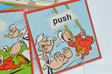 SUPER RARE - UNUSED Popeye 30 card WORD LEARNING game/puzzle 1977
