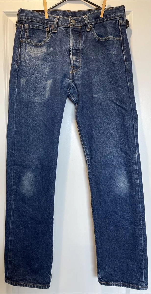 Men's Distressed Levi's 501 Original Fit Jeans Straight Leg Button