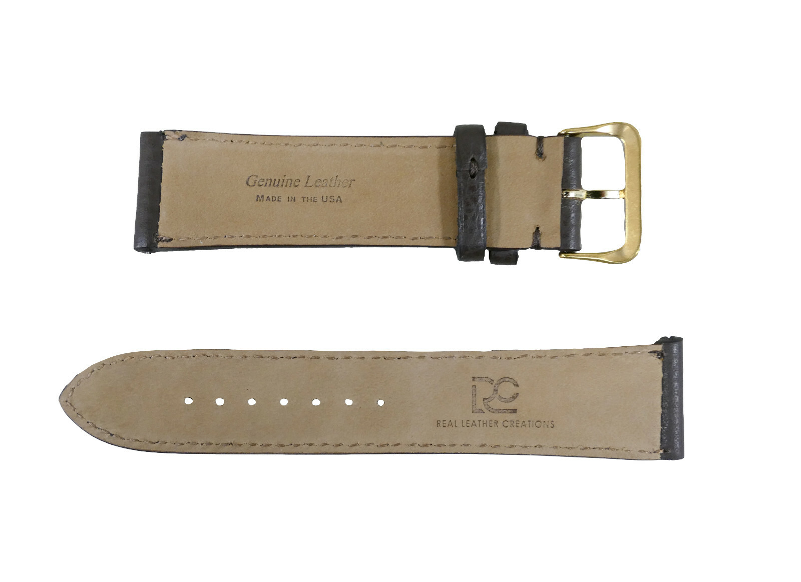 22mm Brown Montana Genuine Leather Flat Watch Strap MADE IN THE USA