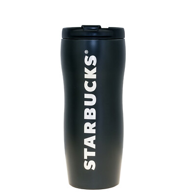 Starbucks Lucy Black Logo Curvy Stainless Steel Tumbler 12 OZ Vacuum Thermos Cup