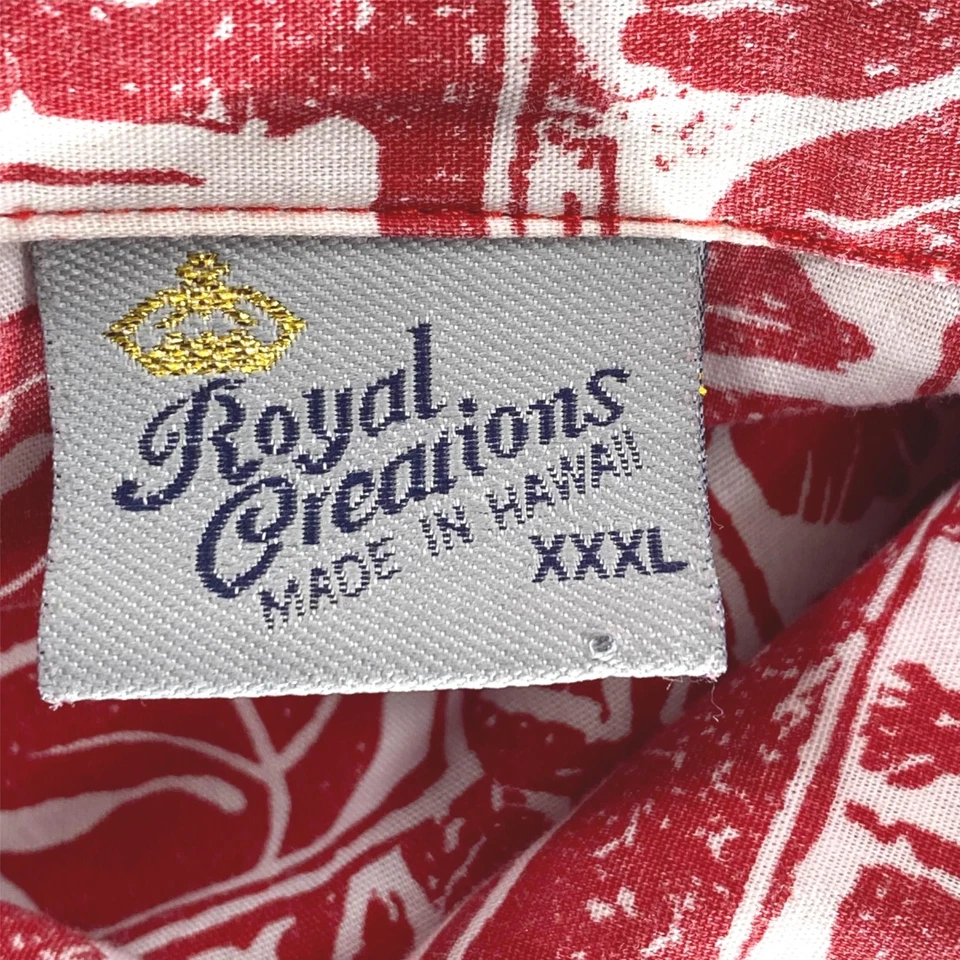 Camisa Hawaiana Royal Creations 3XL Estampado Reverso Rojo Blanco Floral Tribal Foto 4 de 4
