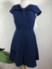 Adrianna Papell  Navy Sateen Ruffle Cocktail Dress Size 6