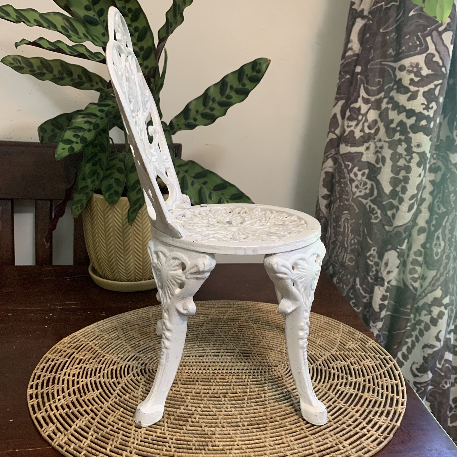 Vintage Mini Cast Metal Chair Plant Stand eBay