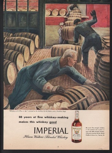 1946 IMPERIAL WHISKEY HIRAM WALKER KEG BARREL OAK ALCOHOL BAR BOGGS 22452
