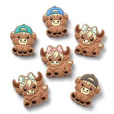 12pcs 6 Styles Highland Cow Silicone Focal Beads Cute Animal Beads Cattle  Beads