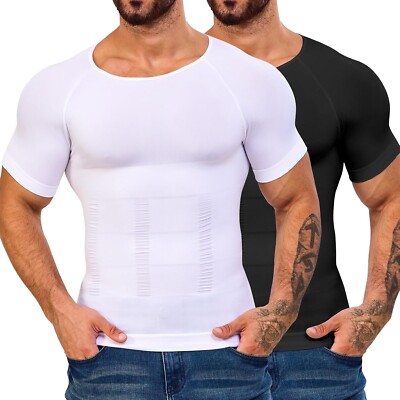 Mens Compression Shirt Body Shaper Slimming Gynecomastia Tummy Control Shapewear