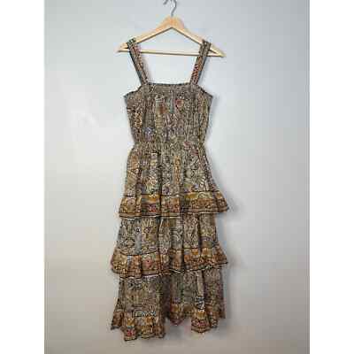 cleobella rosalie tiered midi dress NEW Cleobella Adjustable Strap Rosalie Kaleidoscope Sleeveless Midi Dress