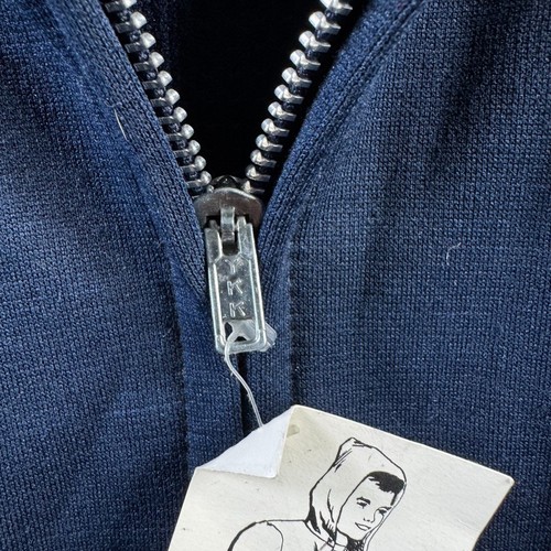 Vintage 80s Sweatshirt Mens Medium Blue Thermal Lined Full Zip Polyester - Picture 4 of 13