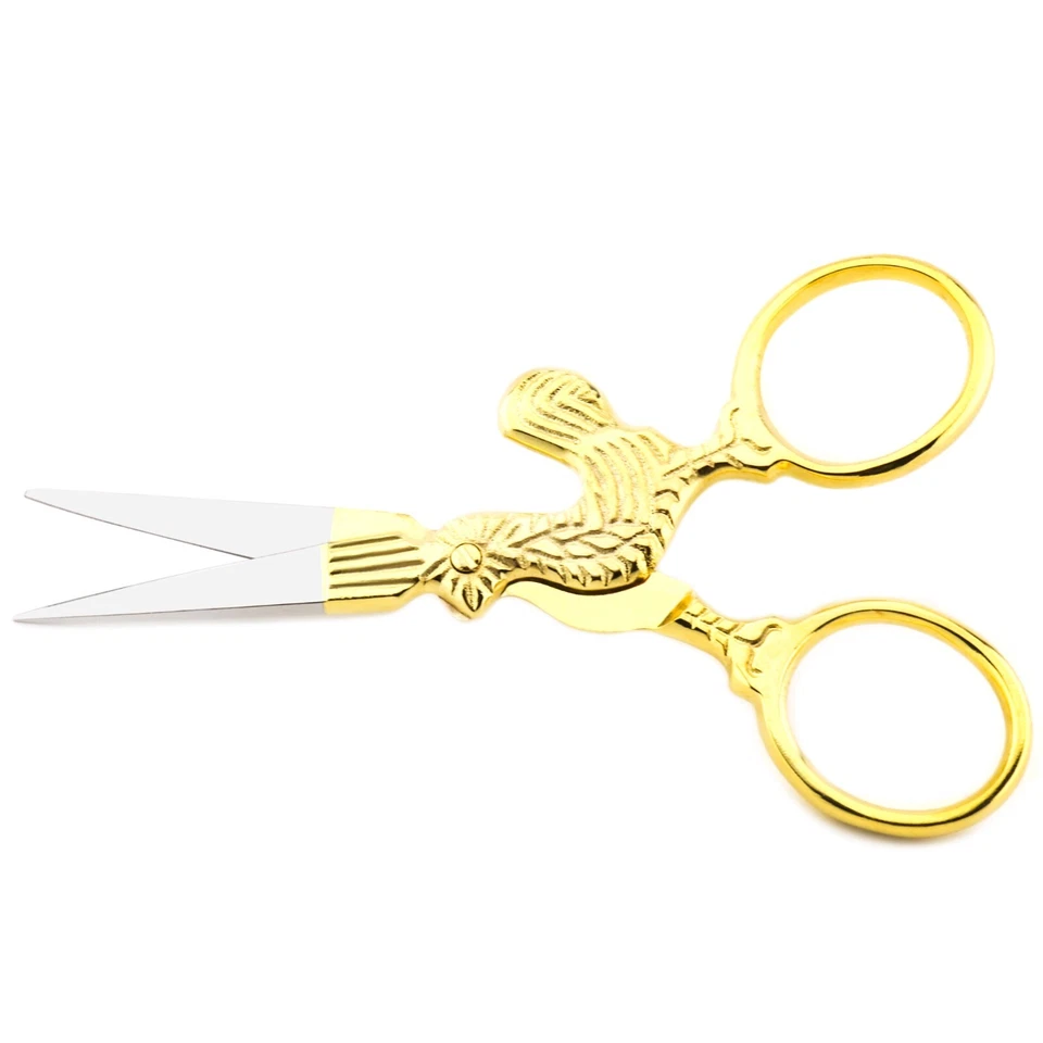 Goldene Storch-Hahn-Schere, beste Stickschere für Kunst und Handwerk, Gold - Bild 2 von 4