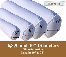 Pillowflex 10" Inch Bolster Insert Pillow Form Neck Roll Multiple Lengths