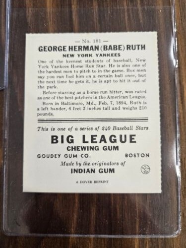 1933 goudey reprints. Ruth, Di Maggio, Shoeless Jackson, Greenberg,Hornsby. NM - Picture 11 of 12