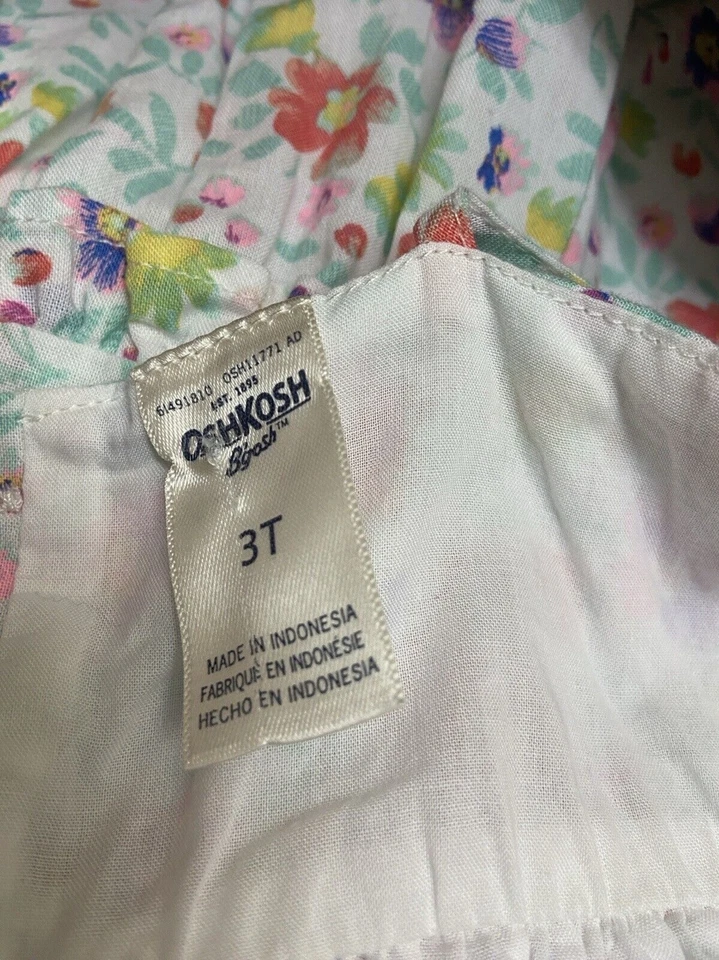 Vestido Solero Osh Kosh 3t Niveles Niños Talla Forrado Floral Correas de Espagueti Foto 3 de 4