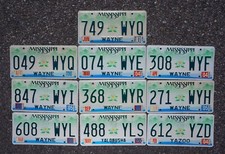 Bulk LOT OF 10 MISSISSIPPI LICENSE PLATES - Magnolia Graphic License Plate Tags
