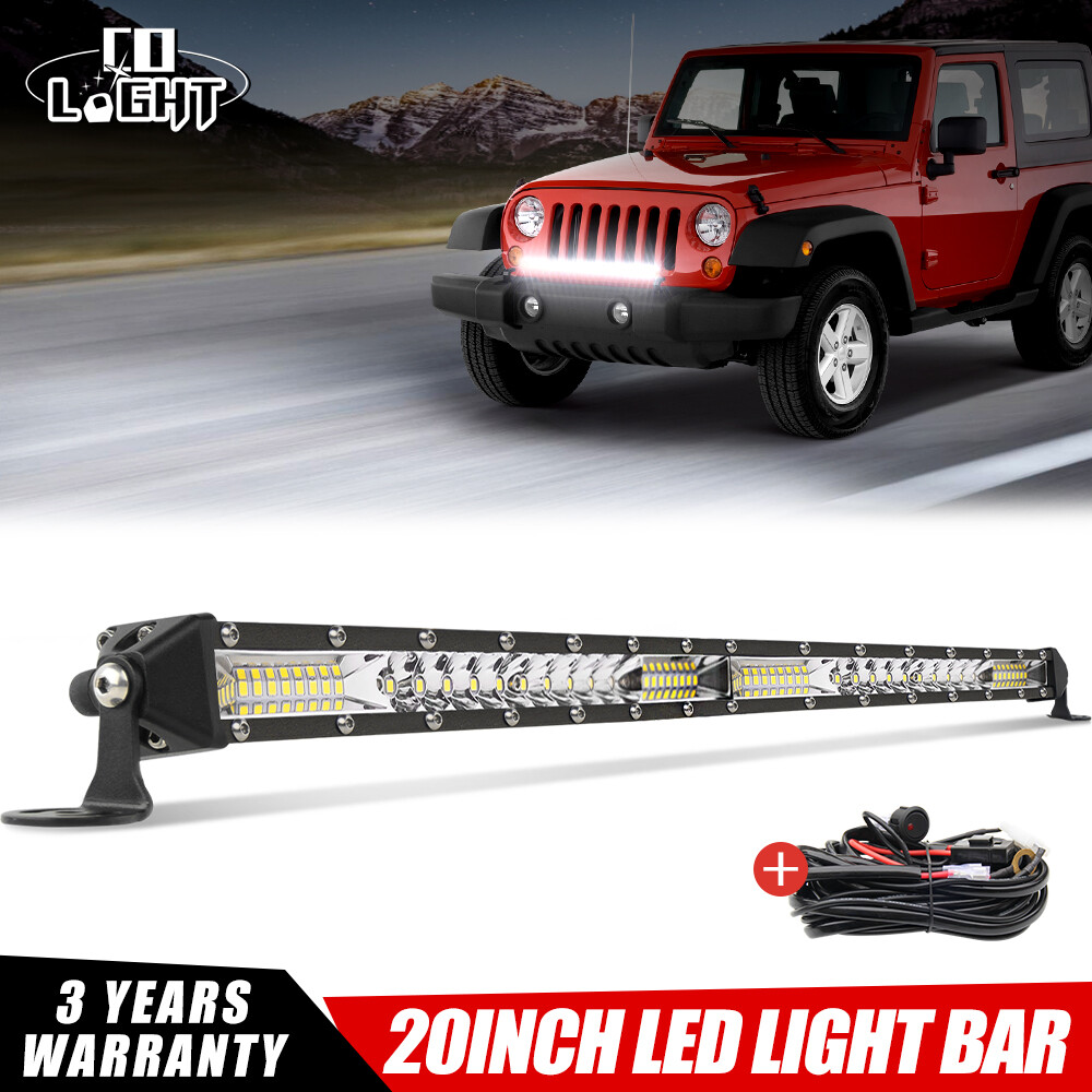 20inch LED Light Bar Flood Spot Combo +Wire For Jeep Offroad Driving Truck UTV
