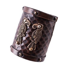 Armband mit Wikinger Motiv aus Leder Hugin und Munin Wikingerarmband Mittelalter
