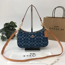 COACH Teri Shoulder Bag Signature Denim CAF82 Outlet NEW From JAPAN #GBJ