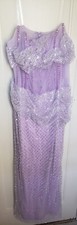 Strapless lilac sequin mermaid prom dress with sheer corset size 14-16