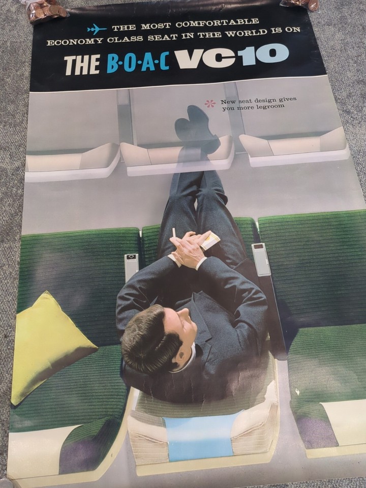 ORIGINAL 1960s BOAC TRAVEL POSTER ADVERTISING TRANSPORT AIRLINE BRITISH