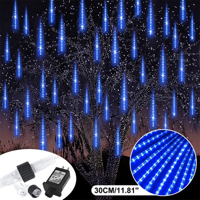 Blue 240 LED Meteor Shower Rain Tree String Lights 10-40 Tubes Christmas Outdoor