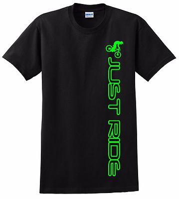 MOUNTAIN BIKE T SHIRT JUST RIDE MTB TREK CANNONDALE DOWNHILL RACE VERTICAL