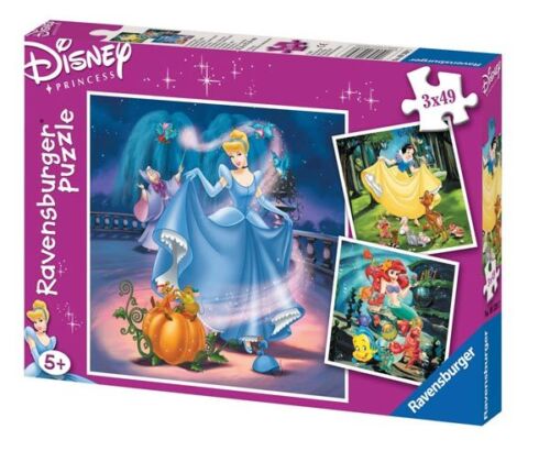 Ravensburger Disney Puzzle Children Snow White Cinderella Ariel 3x49 Pieces - Photo 1 sur 5