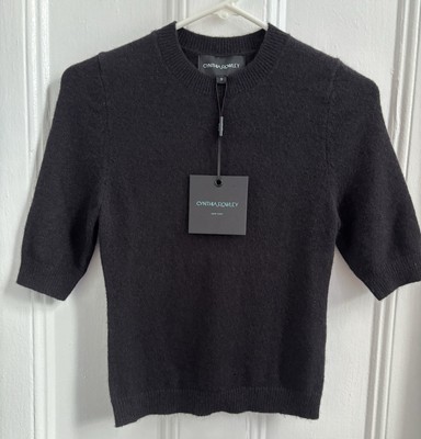 NWT Cynthia Rowley Sydney Sweater Extra Fine Merino Wool Angora Black Size s