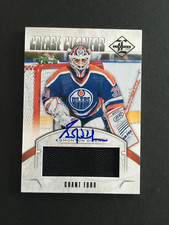GRANT FUHR 2012 PANINI LIMITED CREASE CLEANERS # 56/99 GAME-USED-AUTO'D CARD