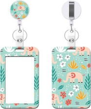 Retractable Badge Holder with Carabiner Reel Clip, Vertical ID Badge Holder with