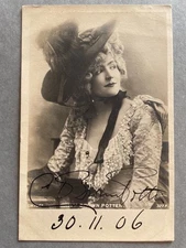 Cora Urquart Brown Potter, Socialite, Actress, SIGNED postcard, 1906