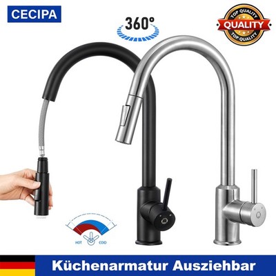 CECIPA Küchenarmatur mit Ausziehbar Brause küchen Wasserhahn Mischbatterie DHL