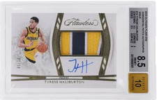 TYRESE HALIBURTON 2023-24 PANINI FLAWLESS HORIZONTAL PATCH AUTO 1/10 BGS 8.5