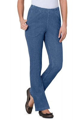 Woman Within Plus Size Tall Fineline Stretch Denim Pull-On Bootcut Jeans