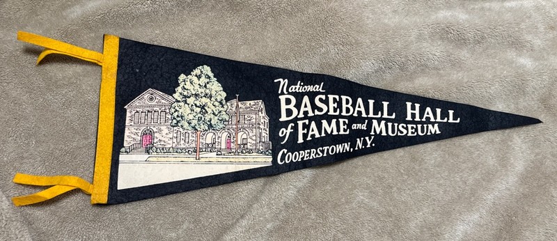 Vintage National Baseball Hall of Fame Cooperstown NY Pennant 27” Black Gold 